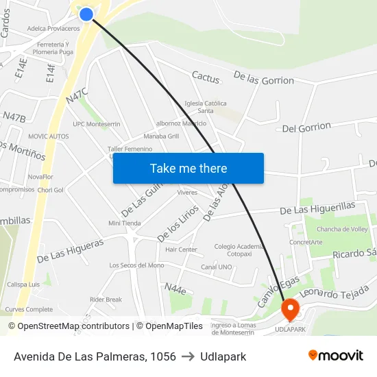 Avenida De Las Palmeras, 1056 to Udlapark map
