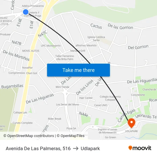 Avenida De Las Palmeras, 516 to Udlapark map