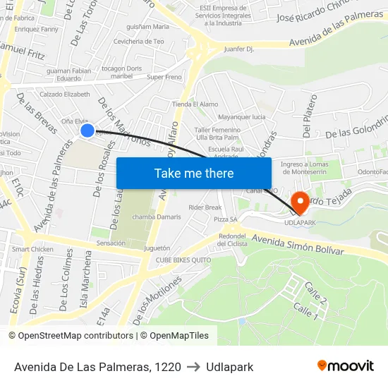 Avenida De Las Palmeras, 1220 to Udlapark map