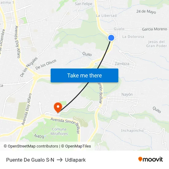 Puente De Gualo S-N to Udlapark map