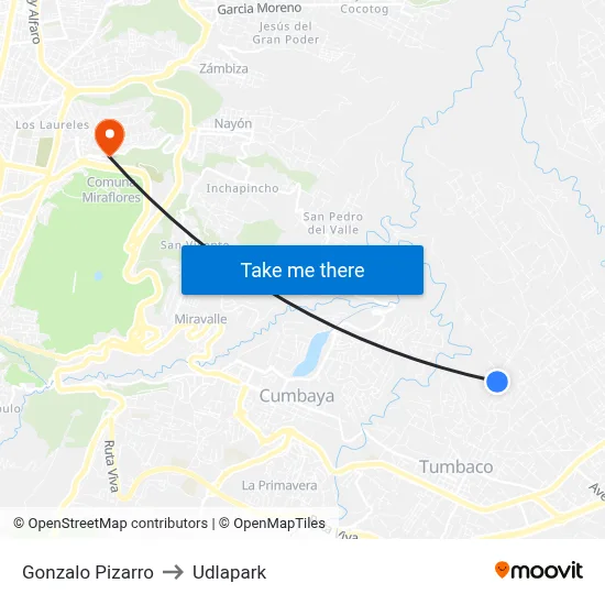 Gonzalo Pizarro to Udlapark map