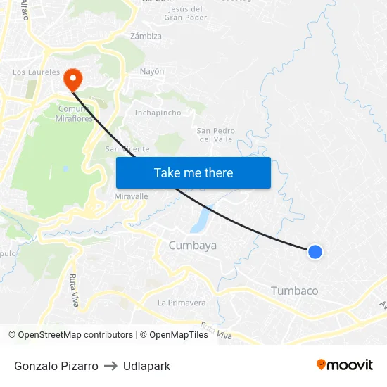 Gonzalo Pizarro to Udlapark map
