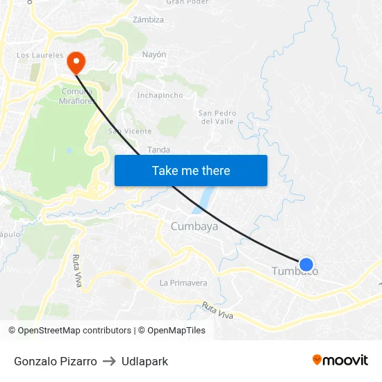 Gonzalo Pizarro to Udlapark map