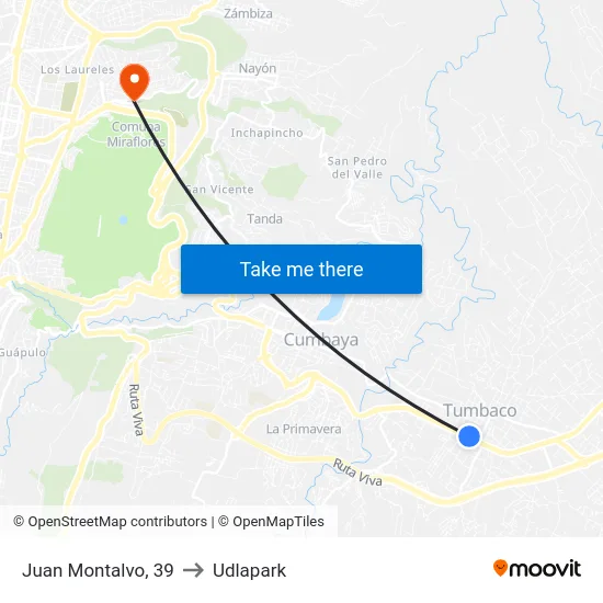 Juan Montalvo, 39 to Udlapark map