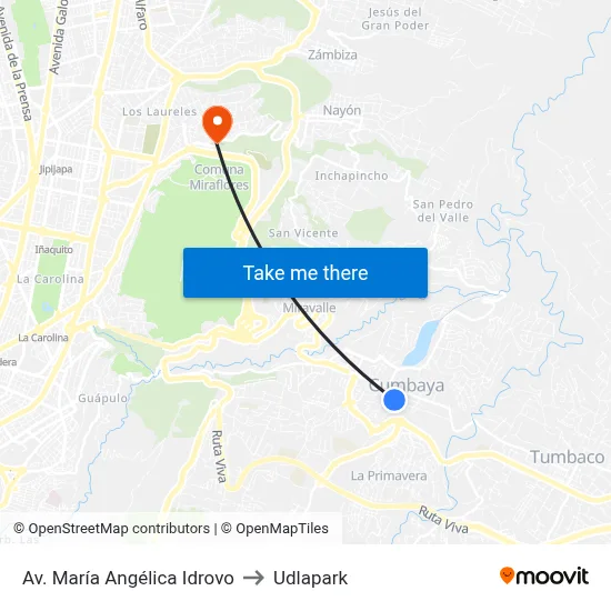 Av. María Angélica Idrovo to Udlapark map