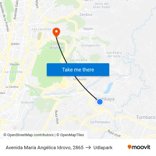 Avenida María Angélica Idrovo, 2865 to Udlapark map