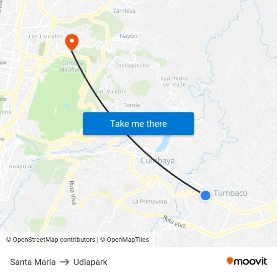 Santa María to Udlapark map
