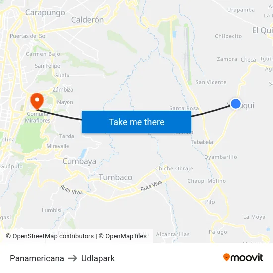 Panamericana to Udlapark map