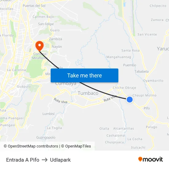 Entrada A Pifo to Udlapark map