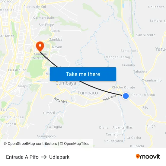Entrada A Pifo to Udlapark map