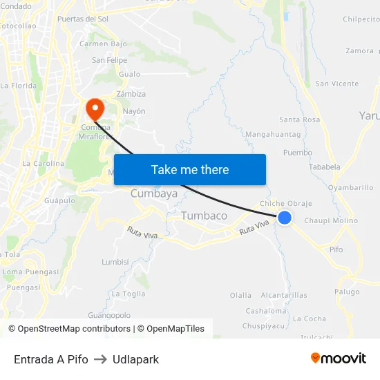 Entrada A Pifo to Udlapark map