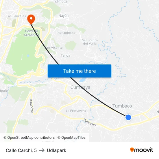 Calle Carchi, 5 to Udlapark map