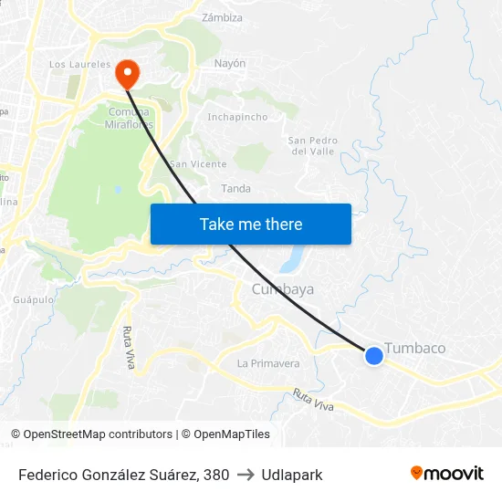 Federico González Suárez, 380 to Udlapark map
