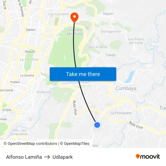 Alfonso Lamiña to Udlapark map