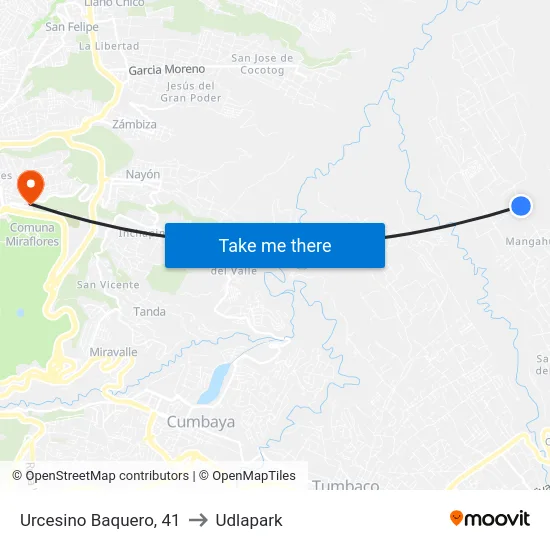Urcesino Baquero, 41 to Udlapark map