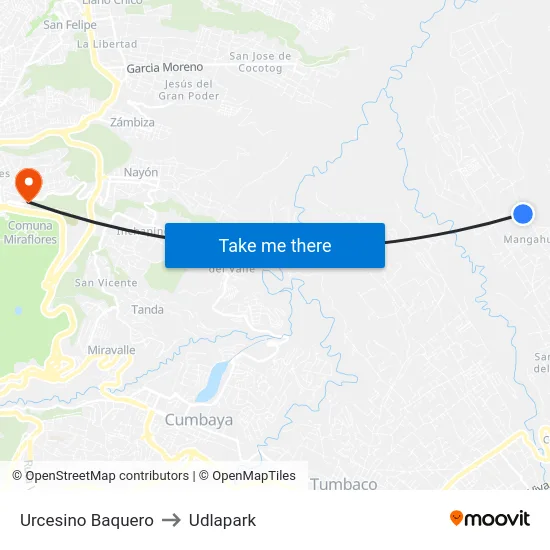 Urcesino Baquero to Udlapark map