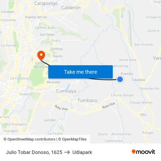 Julio Tobar Donoso, 1625 to Udlapark map