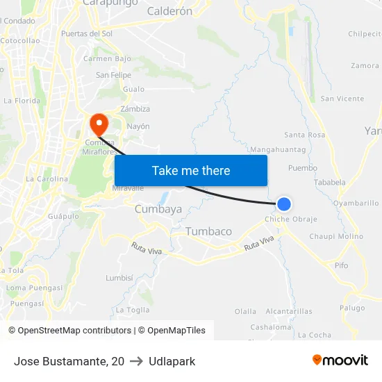 Jose Bustamante, 20 to Udlapark map