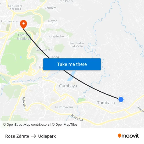Rosa Zárate to Udlapark map