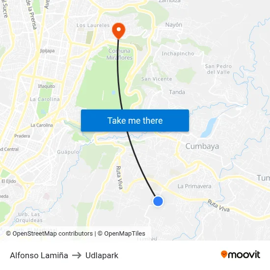 Alfonso Lamiña to Udlapark map