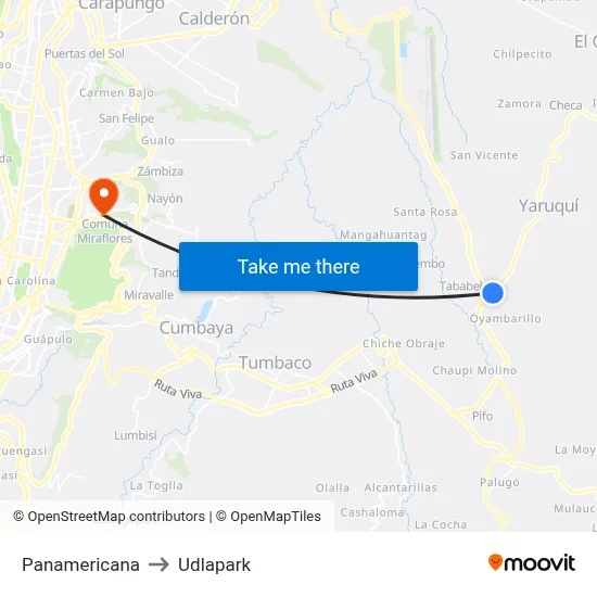 Panamericana to Udlapark map