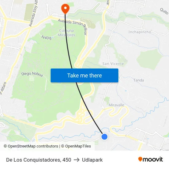 De Los Conquistadores, 450 to Udlapark map