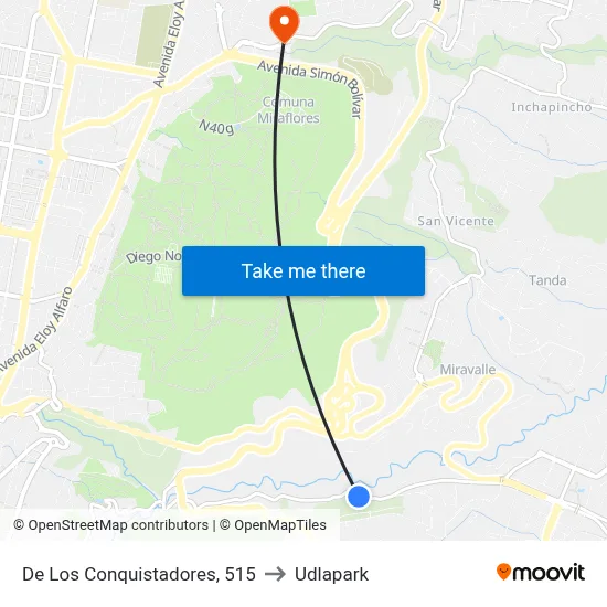 De Los Conquistadores, 515 to Udlapark map