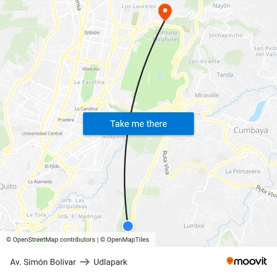 Av. Simón Bolivar to Udlapark map
