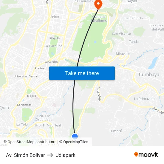 Av. Simón Bolivar to Udlapark map