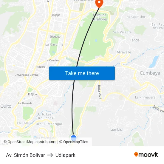 Av. Simón Bolivar to Udlapark map