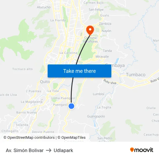 Av. Simón Bolivar to Udlapark map