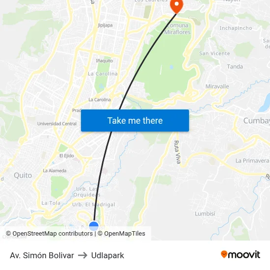 Av. Simón Bolivar to Udlapark map