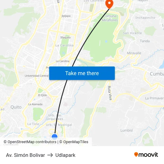 Av. Simón Bolivar to Udlapark map