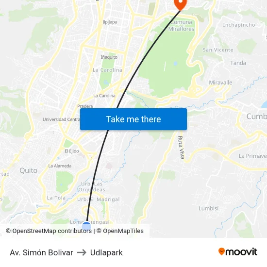 Av. Simón Bolivar to Udlapark map