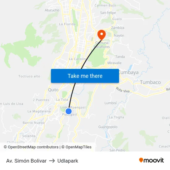 Av. Simón Bolivar to Udlapark map