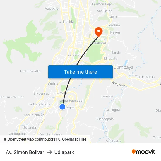 Av. Simón Bolivar to Udlapark map
