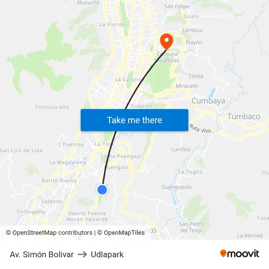 Av. Simón Bolivar to Udlapark map