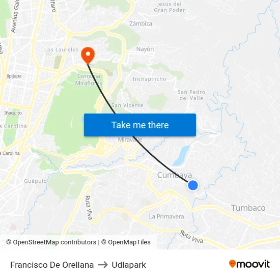 Francisco De Orellana to Udlapark map
