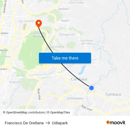 Francisco De Orellana to Udlapark map