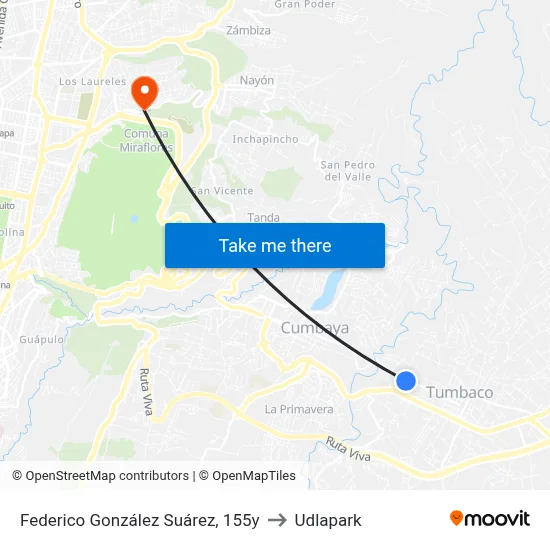 Federico González Suárez, 155y to Udlapark map