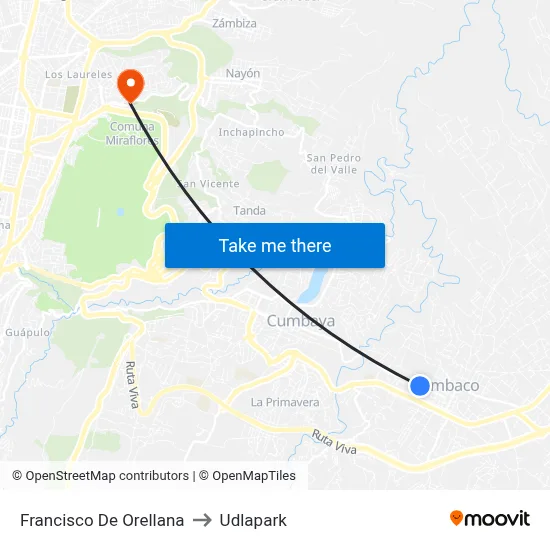 Francisco De Orellana to Udlapark map