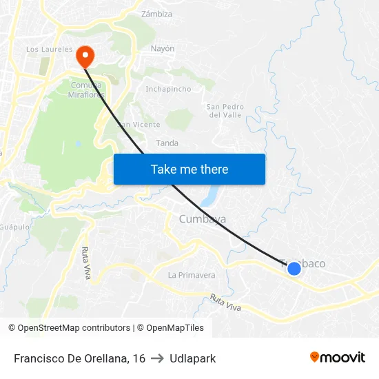 Francisco De Orellana, 16 to Udlapark map