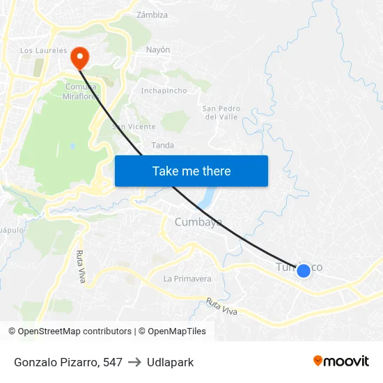 Gonzalo Pizarro, 547 to Udlapark map