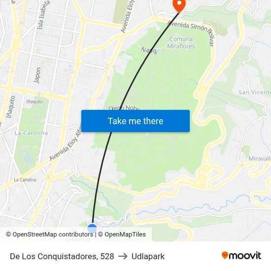 De Los Conquistadores, 528 to Udlapark map