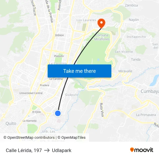 Calle Lérida, 197 to Udlapark map
