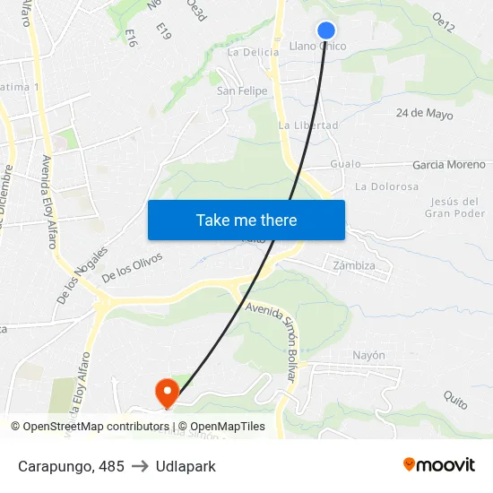 Carapungo, 485 to Udlapark map