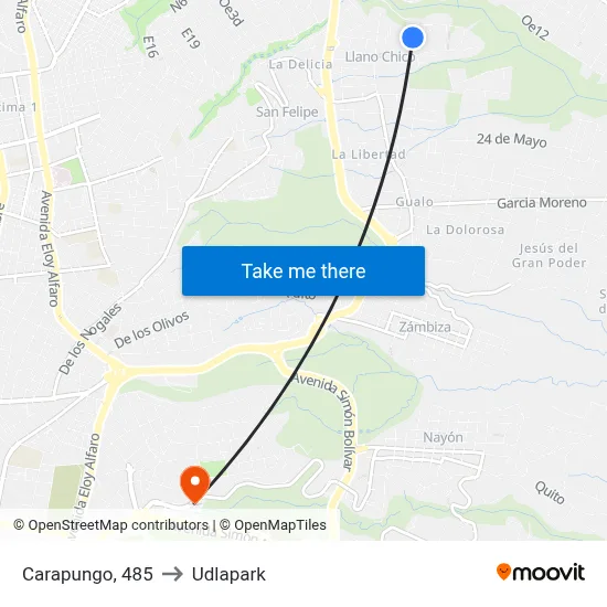 Carapungo, 485 to Udlapark map