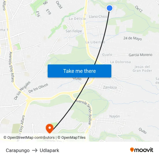 Carapungo to Udlapark map