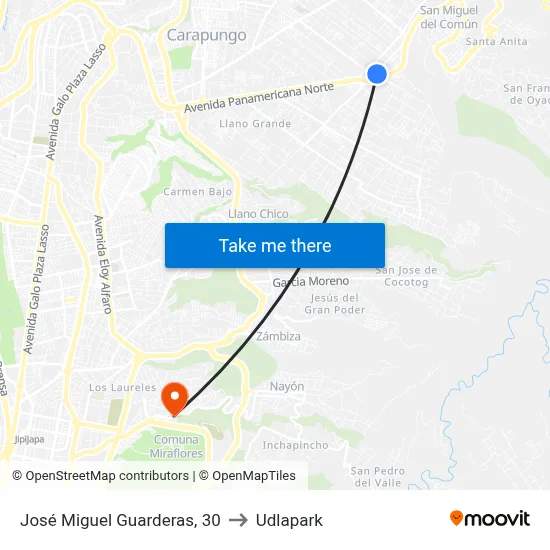 José Miguel Guarderas, 30 to Udlapark map