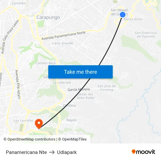 Panamericana Nte to Udlapark map